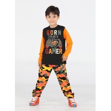Casabony Gamer Erkek Çocuk Kamuflaj Pantolon + T-shirt Takım-renkli Çok Renkli