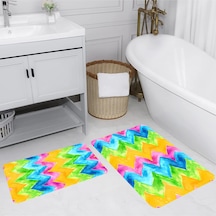 Rovigo Home Baskılı Kaymaz Taban 2 Li Banyo Paspas Takım Rvg5222-100X60-60X50 Çok Renkli