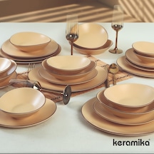 Keramika Takım Yemek Stella 6 Kişilik 24 Parça Mat Açık Kahve