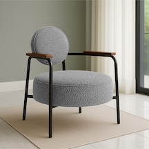 Azra Mobilya Venüs Metal Ayaklı Modern Berjer Koltuk - Soft Kumaşlı, Renk Seçenekli, 60x60 Cm - Açık Gri Gümüş
