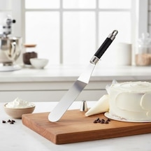 32 Cm Siyah Çelik Pasta Sıvama Spatulası - Profesyonel Krema, Ganaj Ve Hamur Spatulası 0