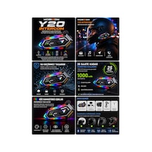 Y20 Motosiklet Kask Intercom Bluetooth Kulaklık Su Geçirmez, Rgb Işıklı, 25 Saat Kullanım, Hızlı Şarj