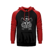 Motörhead Lemmy Kilmister Skull Portre Kırmızı Renk Reglan Kol Kapşonlu Sweatshirt Kırmızı