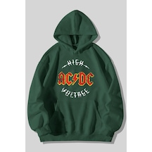 Blackjack Giyim Acdc Oversize Kapüşonlu Sweatshirt Yesil