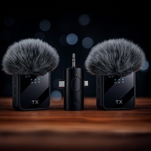Lexroo Torima F11-2 Type-c + Lightning + Aux 2li 3in1 Kablosuz Yaka Mikrofonu