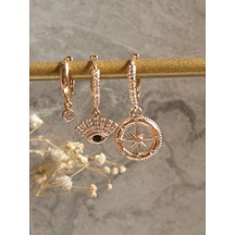 Çelik 3'lü Set Kadın Küpe-altın Ophelia Sevgiliye Hediye