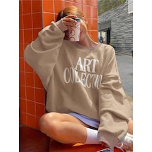 Startmore Kahverengi Kadın Art Collectıon Daısy Özel Renkli Oversize Bisiklet Yaka Pamuklu
