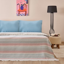 Soft Vita Çift Kişilik Pike - Ekru / Mavi - 200x230 Cm Renkli