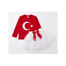 Trendmirend 23 Nisan Ve 29 Ekim Uzun Kol Ayyıldız Takım Fiyonku Kırmızı Beyaz 4 Beyaz 4