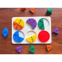 3d Baskı Kesirler Öğretim Seti - Eğitici Ahşap Görünümlü Matematik Puzzle, Kesir Öğrenme Materyali 6 Daire, 24 Parça