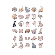 30 Adet Sevimli Kedi Sticker Seti - Laptop Defter Telefon Su Matarası İçin Çok Renkli