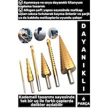 Isıya Aşınmaya Dayanıklı Ahşap Metal Plastik Kablolu Şarjlı Uyumlu 6'lı Kademeli Matkap Ucu Seti