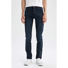 Defacto Pedro Slim Fit Dar Kalıp Normal Bel Dar Paça Jean Pantolon R8791AZ22AUIN196 İndigo