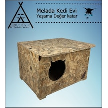 Melada Kedi Evi Dış Ortam Uygun Ahşap Kedi Evi Osb 50x45x34 Cm
