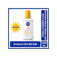 NIVEA Sun Güneş sine Karşı Hassas Koruma Güneş Kremi SPF50+ 200 ML