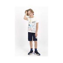 U S Polo Assn Lisanslı Krem Genç Erkek Bermuda Takım