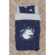 Mekta Home Bebek Ve Çocuk Odası Lacivert Unicorn Desenli Nevresim Takımı