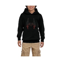 Zepplin Giyim Lucifer Black Wing Siyah Çocuk Kapşonlu Sweatshirt Siyah