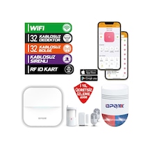 Opax-w20-w Beyaz Bgr-09 Kablosuz Sirenli Akülü Wifi Ev Ve İşyeri Alarm Seti
