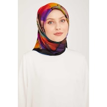 Armine 90 X 90 Fuşya Desenli Tivil İpek Eşarp 9014-01