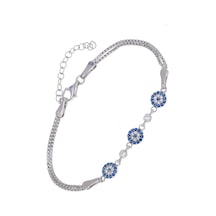 Nagiss Nazar Boncuğu Model Zirkon Taşlı 925 Ayar Gümüş Kadın Bileklik