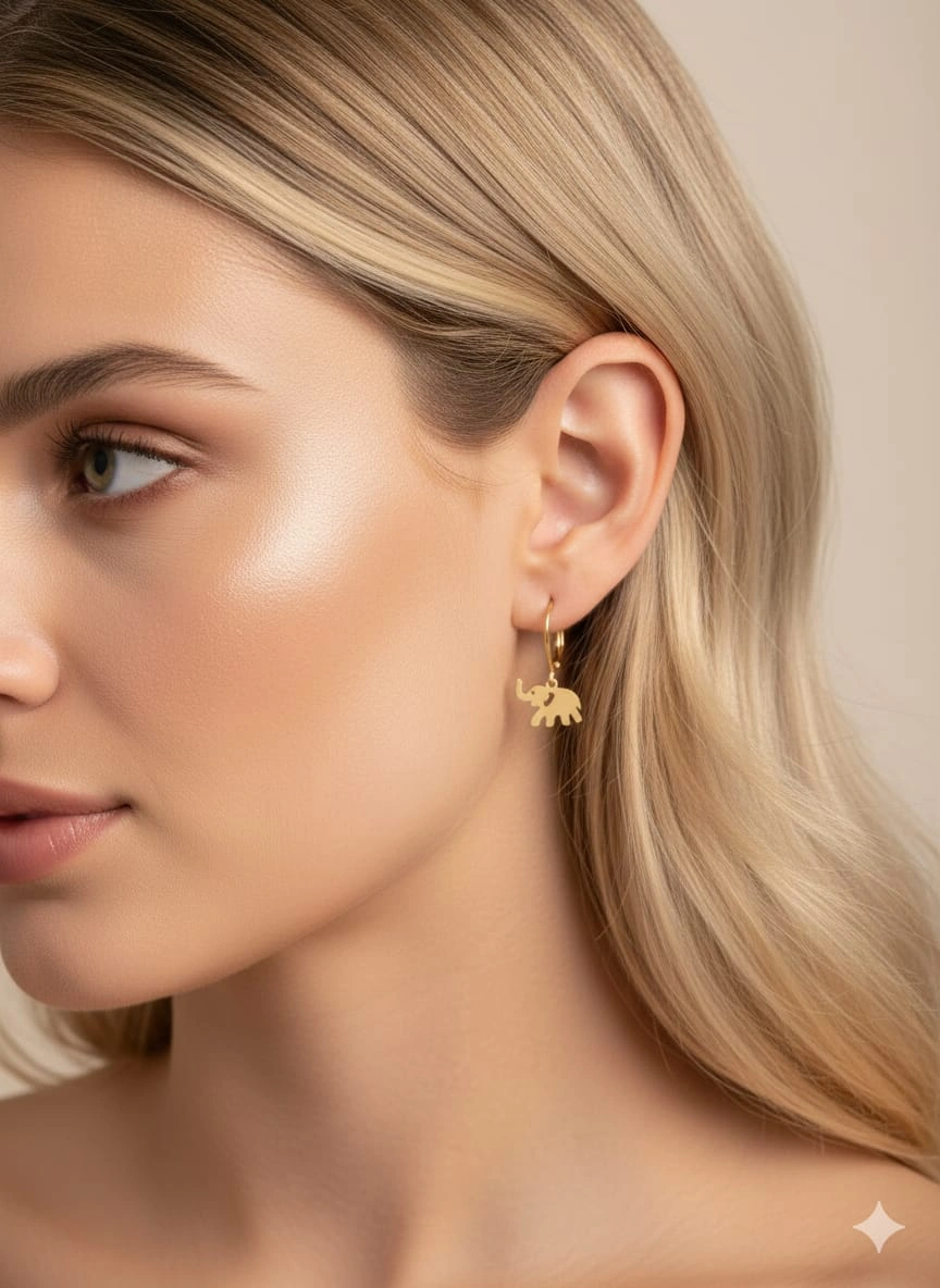 925 Ayar Papatya Silver Fil Küpe.altın Modeli Fil Küpe.rose.gold.rodaj Gümüş
