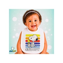 Snoopy Keten Bebek Mama Önlüğü Yumuşak - Emici - Yıkanabilir - Özel Tasarım P176 Çok Renkli