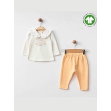 Zekids Kız Bebek Bebe Yaka Tavşan Baskılı Organik Eşofman Takım-15491 SOMON
