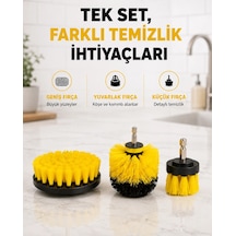 3 Lü Matkap Temizlik Fırçası Seti Banyo, Mutfak Ve Araç Jantı İçin Etkili Yeni Nesil
