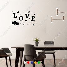 Büyüklü Küçüklü Kalp Ve Love Yazısı 60X30 Cm Duvar Sticker (407467988)