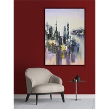 Yağlı Boya Tablo %100 El Yapımı 75cmx100cm Şehir Soyut