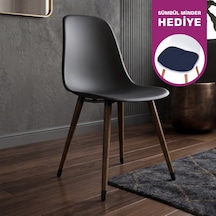 Vilinze Eames Kestane Ahşap Ayak Plastik Siyah Sandalye Eames-beyaz Siyah - Kestane