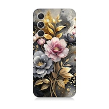Samsung Galaxy A24 Uyumlu Altın Çiçekler Desenli Silikon Kılıf