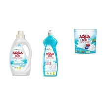 Aquabor Doğal Mineralli Sıvı Beyaz + Elde Bulaşık + Tablet 3 Lü Set 0.75 LT - 2.5 LT - 12 KG