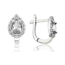 Gümüş Beyaz Taşlı Damla J Kadın Küpe Gümüş