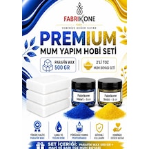 Premium Mum Yapım Hobi Seti - Parafin Wax 500 Gr - 2'li Toz Mum Boyası Seti - Mavi, Sarı Bkfabpw5002msr Karışık