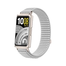 Huawei Band 11/11 Pro Uyumlu Hasır Örgü Spor Cırtlı Naylon Kordon, Gri Açık Kahverengi