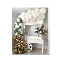 Krom Gold Küf Yeşili Beyaz Balon Zinciri 100 Adet A