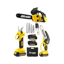 Dragro Drg-25 3'lü Set 25cc Benzinli Odun Ağaç Kesme Motoru 21v Akülü Dal Budama Makası Ve Testere S
