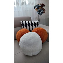 3'lü Top Kırlent / Yastık 2 Büyük Kiremit - 1 Büyük Ekru 40cm /