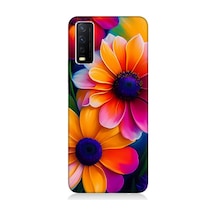 Vivo Y11s Uyumlu Silikon Kılıf Soft Renkli Çiçekler