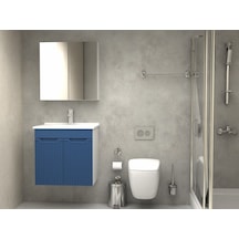 Noce Banyo Dolabı Aynalı Membran Kapaklı 65 Cm Mavi