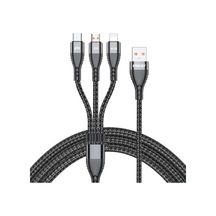 Rogfer Enkay 3'ü 1 Arada 6a Usb - Type-c / 8 Pin / Mikro Usb Çok İşlevli Hızlı Şarj Kablosu, Kablo Uzunluğu: 1m Siyah