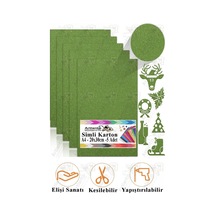 Simli Karton A4 20x30 Cm 5 Li 1 Paket Simli Fon Kartonu Parıltılı Kağıt Anasınıfı Kreş Etkinlik Proje Dekoratif Yeşil