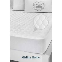Mislina Home Kapitone Pamuklu Fitted Sıvı Geçirmez Tek & Çift Kişilik Bebek Çocuk Yatak Koruyucu Alezi Beyaz