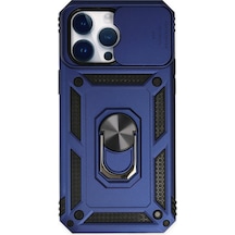 Apple iPhone Uyumlu  14 Pro Kılıf Pars Lens Yüzüklü Silikon -  Lacivert