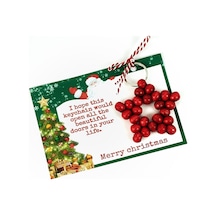 Yeni Yıl Hediyesi Kırmızı Ahşap Yıldız Anahtarlık-new Year's Gift Red Wooden Star Keychain