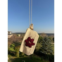 Bolergıashop Lırıoqueno Canvas İhtiyaç Çantası Bordo Punch İşleme