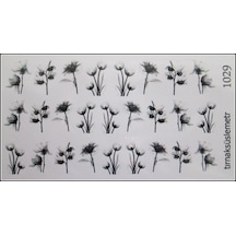Siyah Şefav Çiçek Tırnak Sticker Tırnak Dövme Tırnak Tatto 1029