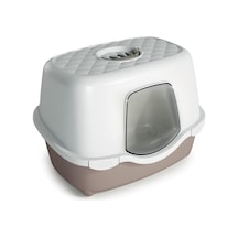 Stefanplast Tres Chic Karbon Filtreli Kapalı Kedi Tuvaleti Beyaz/bej 56x39x39 Cm